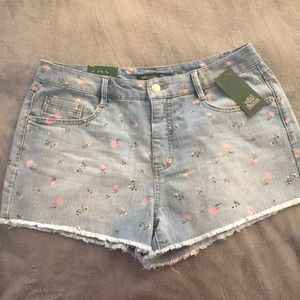 Target Floral Denim Cut-off Denim Shorts